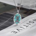 wholesale 925 Sterling Silver Oval Turquoise Saint Michael Pendant Protection Charm Catholic Gift for Women Men-0-4
