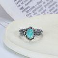 wholesale 925 Sterling Silver Turquoise Feather Adjustable Ring - Boho Chic Western Style Native American Inspired Jewelry-0-6