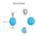 wholesale 925 Sterling Silver Oval Natural Turquoise Pendant Necklace with Cubic Zirconia Accents for Women Gifts-0-1