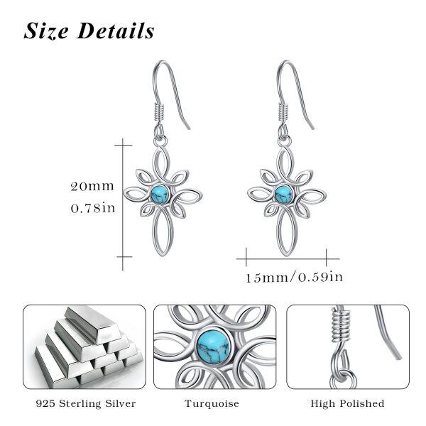 Sterling Silver Celtic Knot Teardrop Turquoise Dangle Earrings-1