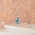 wholesale 925 Sterling Silver Natural Turquoise Leaf Design Pendant Necklace for Women and Men-0-4