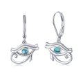 wholesale 925 Sterling Silver Eye of Horus Turquoise Leverback Drop Earrings Gift for Her-0-0