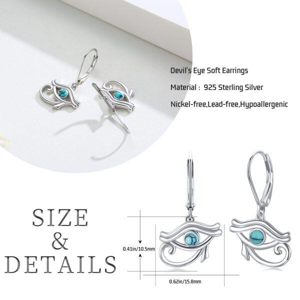 Sterling Silver Eye of Horus Turquoise Dangle Earrings-1