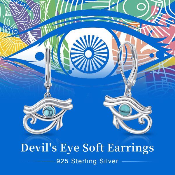 Sterling Silver Eye of Horus Turquoise Dangle Earrings-6