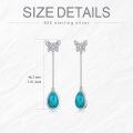 wholesale 925 Sterling Silver Teardrop Turquoise Celtic Butterfly Dangle Earrings for Women's -0-1