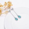 wholesale 925 Sterling Silver Teardrop Turquoise Celtic Butterfly Dangle Earrings for Women's -0-4