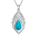 wholesale 925 Sterling Silver Turquoise Tree of Life Teardrop Pendant Necklace-0-0