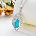 wholesale 925 Sterling Silver Turquoise Tree of Life Teardrop Pendant Necklace-0-3