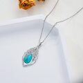 wholesale 925 Sterling Silver Turquoise Tree of Life Teardrop Pendant Necklace-0-4