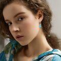 wholesale 925 Sterling Silver with Blue Turquoise and Cubic Zirconia Drop Earrings for Women-0-2