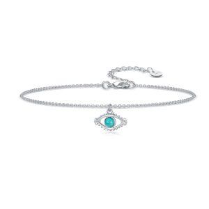 Sterling Silver Turquoise Evil Eye Chain Bracelets-0