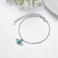 wholesale 925 Sterling Silver & Turquoise Evil Eye Charm Adjustable Chain Bracelet for Women-0-3