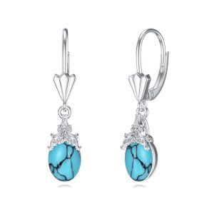 Sterling Silver Teardrop Turquoise Dangle Earrings-0