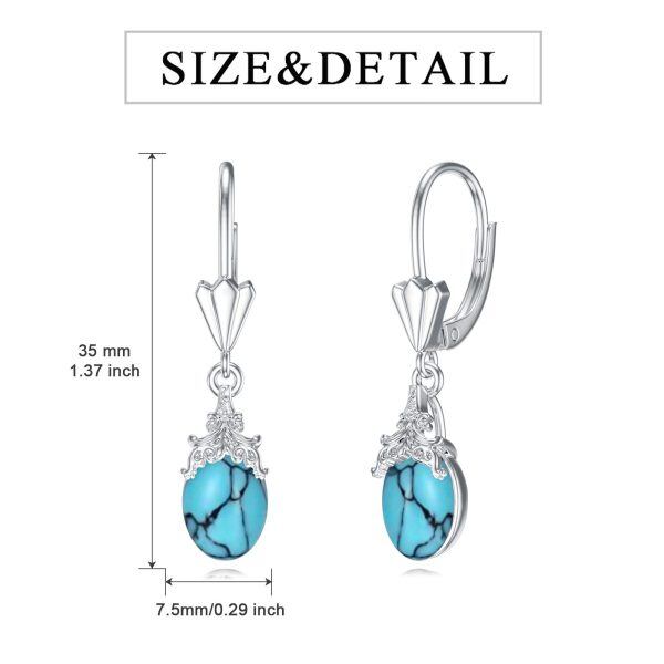 Sterling Silver Teardrop Turquoise Dangle Earrings-1