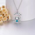 wholesale 925 Sterling Silver Turquoise Frog on Lotus Leaf Pendant Necklace Gift for Women-0-3