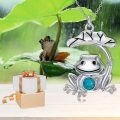 wholesale 925 Sterling Silver Turquoise Frog on Lotus Leaf Pendant Necklace Gift for Women-0-5