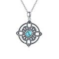 wholesale 925 Sterling Silver Turquoise Celtic Knot Trinity Cross Pendant Necklace - Vintage Irish Jewelry Christian Gifts for Women and Mothers-0-0