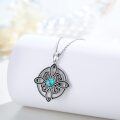 wholesale 925 Sterling Silver Turquoise Celtic Knot Trinity Cross Pendant Necklace - Vintage Irish Jewelry Christian Gifts for Women and Mothers-0-3