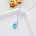 wholesale 925 Sterling Silver Blue Turquoise Stone Butterfly Charm Pendant Necklace for Women and Girls-0-4