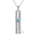 wholesale 925 Sterling Silver Turquoise Cylinder Urn Keepsake Memorial Pendant Necklace for Ashes Women Men-0-0