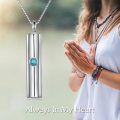 wholesale 925 Sterling Silver Turquoise Cylinder Urn Keepsake Memorial Pendant Necklace for Ashes Women Men-0-6