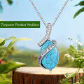 wholesale Sterling Silver Turquoise Pendant Necklace 2023 Graduation Gift for Her - Rhodium Plated-0-12