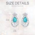 wholesale 925 Sterling Silver Teardrop Turquoise Flower Stud Earrings for Women Gift-0-1