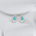 wholesale 925 Sterling Silver Teardrop Turquoise Flower Stud Earrings for Women Gift-0-3