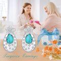 wholesale 925 Sterling Silver Teardrop Turquoise Flower Stud Earrings for Women Gift-0-5