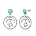 wholesale 925 Sterling Silver Turquoise Boho Crescent Moon Sun Studs for Women Girls Gifts-0-0