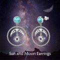 wholesale 925 Sterling Silver Turquoise Boho Crescent Moon Sun Studs for Women Girls Gifts-0-4