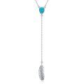 wholesale 925 Sterling Silver & Turquoise Stone Feather Lariat Necklace - Mothers Day Gifts-0-0