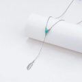 wholesale 925 Sterling Silver & Turquoise Stone Feather Lariat Necklace - Mothers Day Gifts-0-4