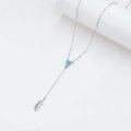 wholesale 925 Sterling Silver & Turquoise Stone Feather Lariat Necklace - Mothers Day Gifts-0-5