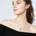 wholesale 925 Sterling Silver Teardrop Pendant with Turquoise and CZ Stones Necklaces for Women Gifts-0-2