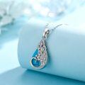 wholesale 925 Sterling Silver Teardrop Pendant with Turquoise and CZ Stones Necklaces for Women Gifts-0-4