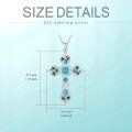 wholesale 925 Sterling Silver with Turquoise and Black Enamel Gothic Cross Pendant Necklace for Women-0-1
