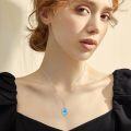 wholesale 925 Sterling Silver Natural Turquoise Tear Drop Pendant Necklace for Women-0-2