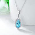 wholesale 925 Sterling Silver Natural Turquoise Tear Drop Pendant Necklace for Women-0-3