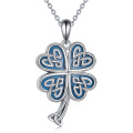 wholesale 925 Sterling Silver Blue Stone Celtic Knot Clover Pendant Necklace s for Women-0-0