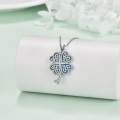 wholesale 925 Sterling Silver Blue Stone Celtic Knot Clover Pendant Necklace s for Women-0-3