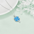 wholesale 925 Sterling Silver Blue Stone Celtic Knot Clover Pendant Necklace s for Women-0-4