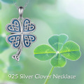 wholesale 925 Sterling Silver Blue Stone Celtic Knot Clover Pendant Necklace s for Women-0-5