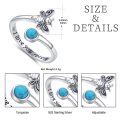 wholesale 925 Sterling Silver Turquoise Butterfly I love you forever Adjustable Ring for Women-0-1
