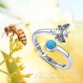 wholesale 925 Sterling Silver Turquoise Butterfly I love you forever Adjustable Ring for Women-0-6