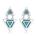 wholesale 925 Sterling Silver Turquoise Triangle Drop Earrings for Women - Mothers Day Gifts-0-0
