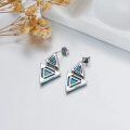 wholesale 925 Sterling Silver Turquoise Triangle Drop Earrings for Women - Mothers Day Gifts-0-4