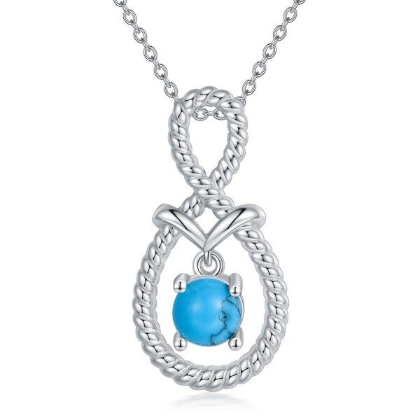 Sterling Silver Infinity Turquoise Pendant Necklace-0