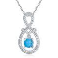 wholesale 925 Sterling Silver Rope Design Teardrop Turquoise Pendant Necklace for Women (30cm)-0-0