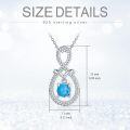 wholesale 925 Sterling Silver Rope Design Teardrop Turquoise Pendant Necklace for Women (30cm)-0-1